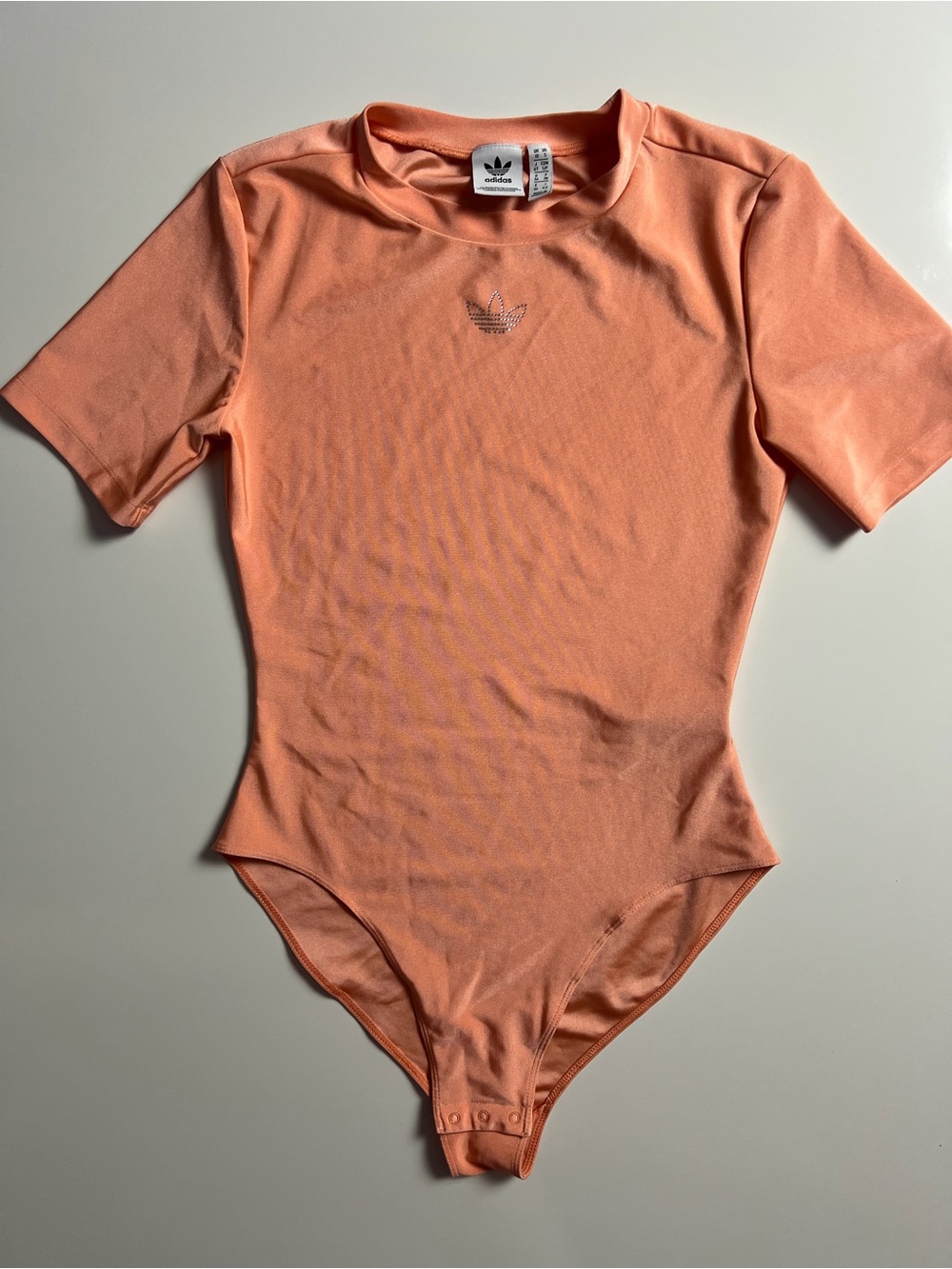 Adidas Rhinestone Trifoil Bodysuit, Orange, Size S